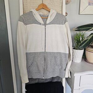 Victoria’s Secret Color Block Zip-Up Hoodie | Gray & White | Size Large | Comfy